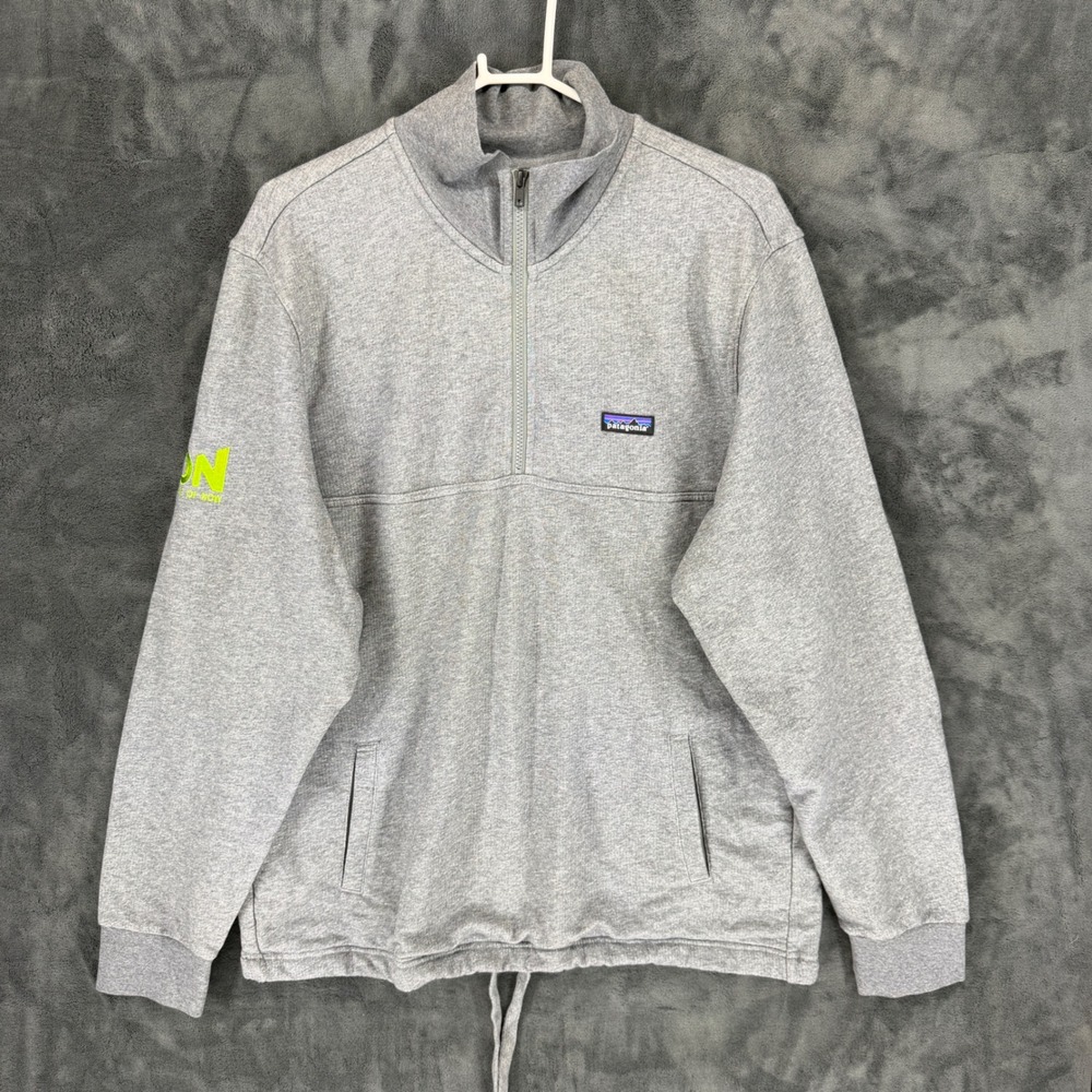Patagonia 26380 Mens Organic Cotton Quarter Zip Pullover‎ Grey EON Logo Large